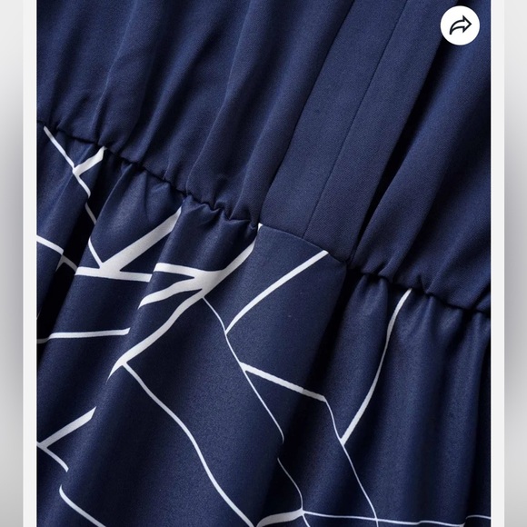 BloomChic Plus Size 6XL Geometric Flat Collar With V Notch Belted Dress us30 - Picture 4 of 6